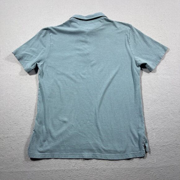 Faherty Polo Shir Men Medium Isle Feeder Stripe Olive‎ Navy Casual Spring - Picture 9 of 10